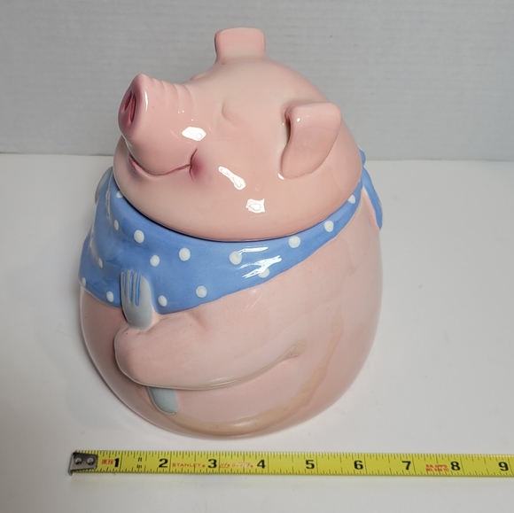 Pink Pig Out Vintage Clay Art Cookie Jar 1991 Excellent - Picture 15 of 16